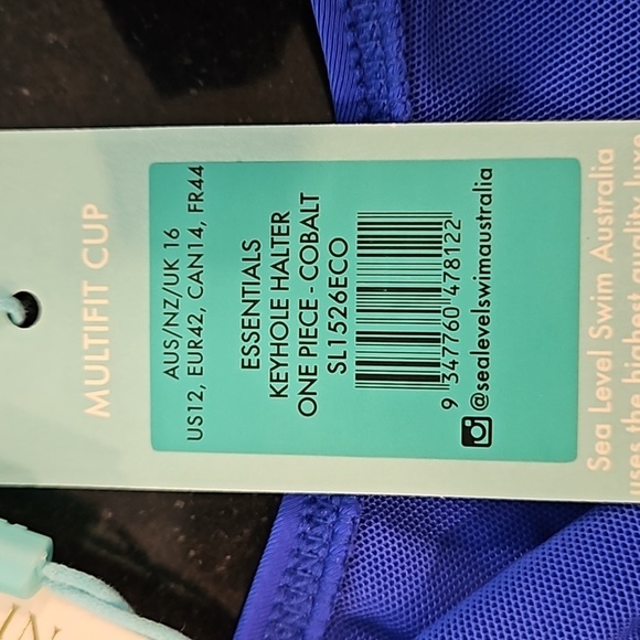 💕SEA LEVEL Eco Essentials Keyhole Halter One Piece Swimsuit Cobalt Blue 12 NWT - Picture 14 of 15